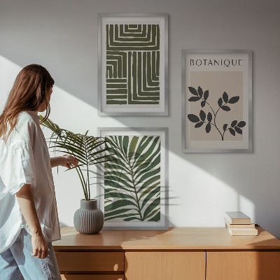 Juego de 3 cuadros Minimalismo bohemio botánico
