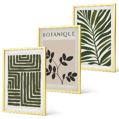 Juego de 3 cuadros diseño de minimalismo botánico bohemio