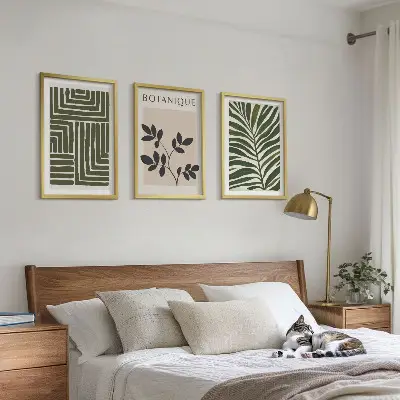 Juego de 3 cuadros diseño de minimalismo botánico bohemio