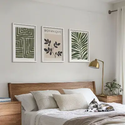 Juego de 3 cuadros diseño de minimalismo botánico bohemio