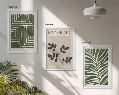 Juego de 3 cuadros diseño de minimalismo botánico bohemio