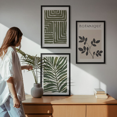 Juego de 3 cuadros Minimalismo bohemio botánico