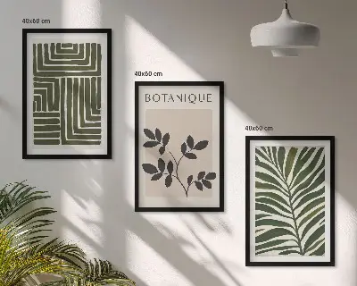 Juego de 3 cuadros diseño de minimalismo botánico bohemio