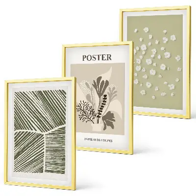 Set de 3 cuadros para salón con motivos vegetales discretos