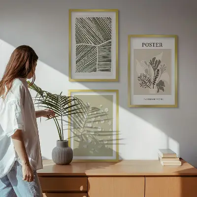 Set de 3 cuadros para salón con motivos vegetales discretos
