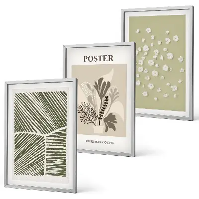 Set de 3 cuadros para salón con motivos vegetales discretos
