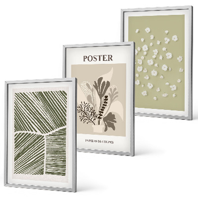 Set de 3 cuadros para salón Motivos vegetales discretos