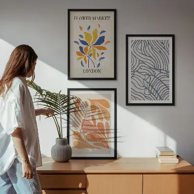 Cuadros decorativos de flores abstractas modernas juego de 3 piezas