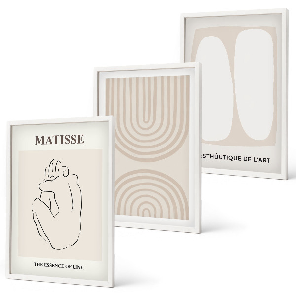 Set de 3 cuadros para salón Líneas minimalistas y elegantes