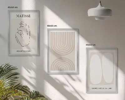 Set de 3 cuadros para salón con diseño de líneas minimalistas y elegantes