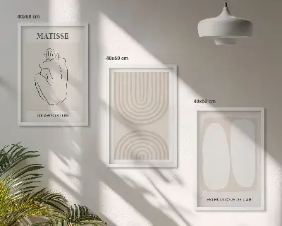 Set de 3 cuadros para salón con diseño de líneas minimalistas y elegantes