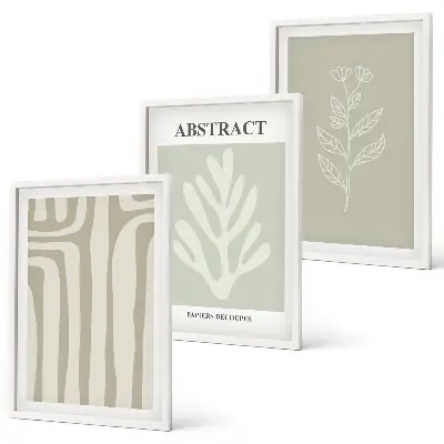 Set de 3 cuadros para salón con diseño de patrones abstractos de plantas