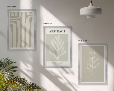 Set de 3 cuadros para salón Patrones abstractos de plantas