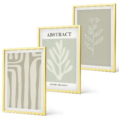 Set de 3 cuadros para salón con diseño de patrones abstractos de plantas