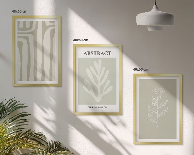 Set de 3 cuadros para salón Patrones abstractos de plantas