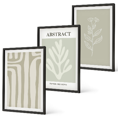 Set de 3 cuadros para salón Patrones abstractos de plantas
