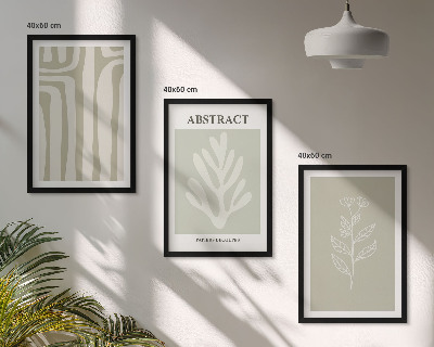Set de 3 cuadros para salón Patrones abstractos de plantas