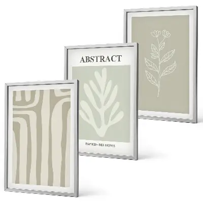 Set de 3 cuadros para salón con diseño de patrones abstractos de plantas