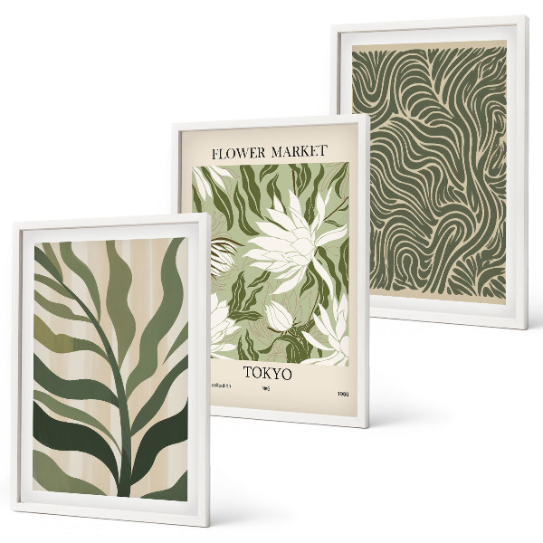 Juego de 3 cuadros Decoraciones bohemias con estampados de plantas