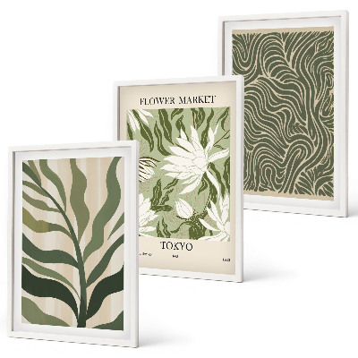 Juego de 3 cuadros Decoraciones bohemias con estampados de plantas
