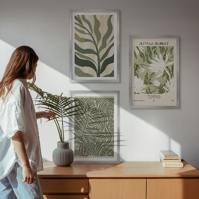 Juego de 3 cuadros Decoraciones bohemias con estampados de plantas