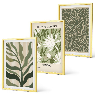 Juego de 3 cuadros Decoraciones bohemias con estampados de plantas