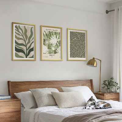 Juego de 3 cuadros Decoraciones bohemias con estampados de plantas