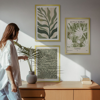 Juego de 3 cuadros Decoraciones bohemias con estampados de plantas