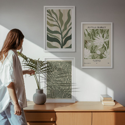 Juego de 3 cuadros Decoraciones bohemias con estampados de plantas