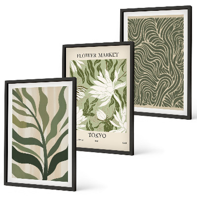 Juego de 3 cuadros Decoraciones bohemias con estampados de plantas