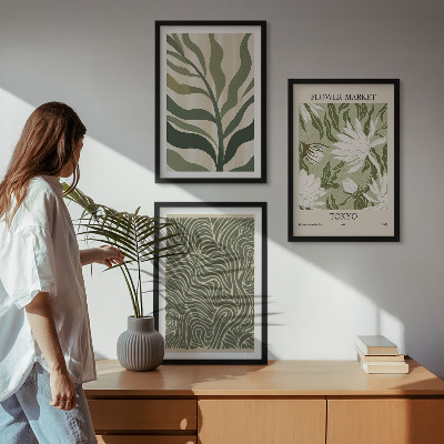 Juego de 3 cuadros Decoraciones bohemias con estampados de plantas