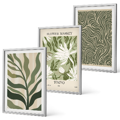 Juego de 3 cuadros Decoraciones bohemias con estampados de plantas