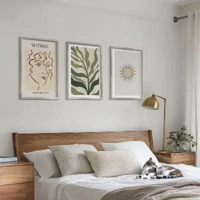 Set de 3 cuadros para salón con motivos de patrones abstractos de plantas