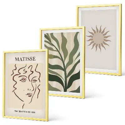 Set de 3 cuadros para salón con motivos de patrones abstractos de plantas