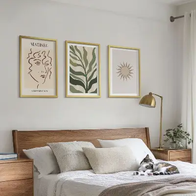 Set de 3 cuadros para salón con motivos de patrones abstractos de plantas