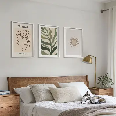 Set de 3 cuadros para salón con motivos de patrones abstractos de plantas