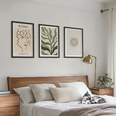 Set de 3 cuadros para salón con motivos de patrones abstractos de plantas