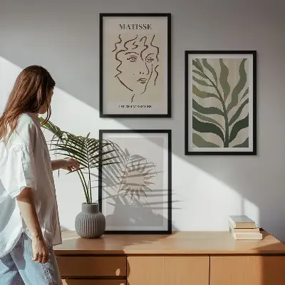 Set de 3 cuadros para salón con motivos de patrones abstractos de plantas