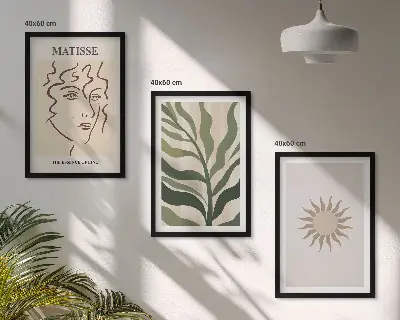 Set de 3 cuadros para salón con motivos de patrones abstractos de plantas