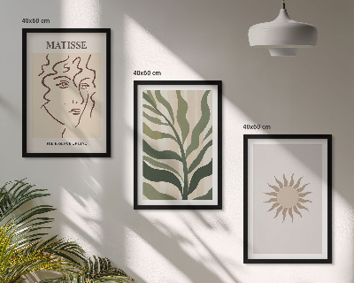 Set de 3 cuadros para salón Patrones abstractos de plantas