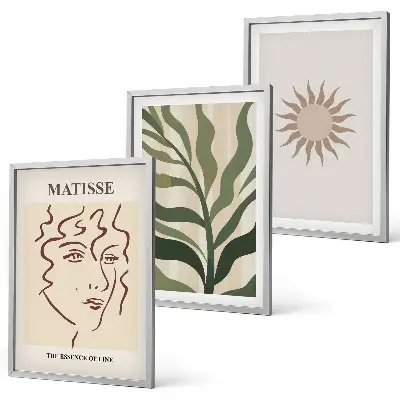 Set de 3 cuadros para salón con motivos de patrones abstractos de plantas