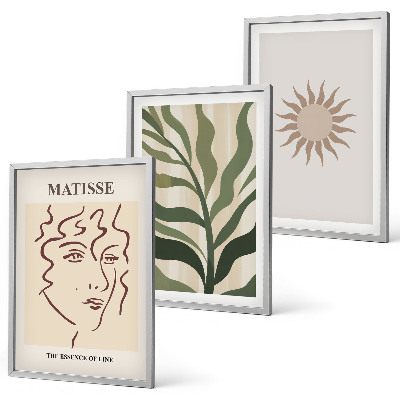 Set de 3 cuadros para salón Patrones abstractos de plantas