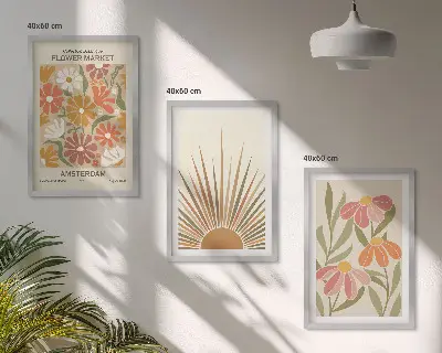 Juego de 3 cuadros diseño de girasoles en colores pastel