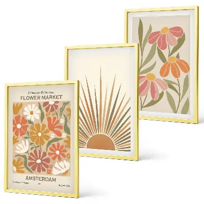 Juego de 3 cuadros diseño de girasoles en colores pastel