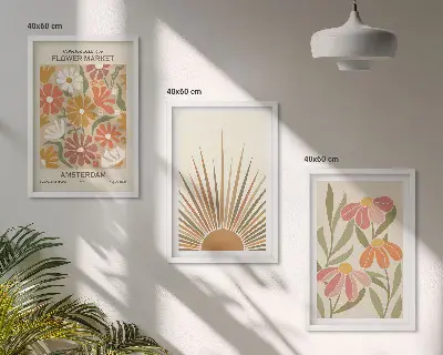 Juego de 3 cuadros diseño de girasoles en colores pastel