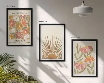Juego de 3 cuadros diseño de girasoles en colores pastel