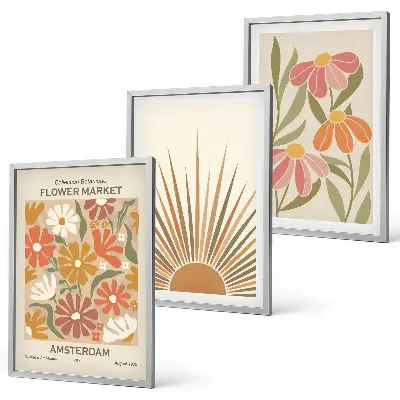 Juego de 3 cuadros diseño de girasoles en colores pastel