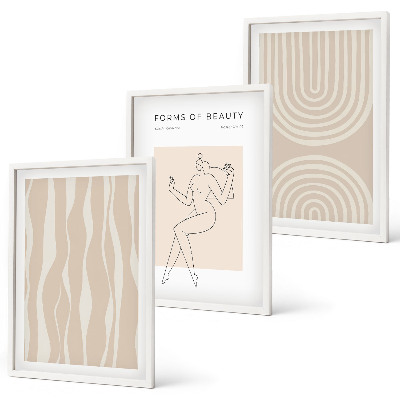 Set de 3 cuadros para salón Decoraciones bohemias abstractas