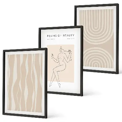 Set de 3 cuadros decorativos con diseño abstracto de estilo bohemio para salón