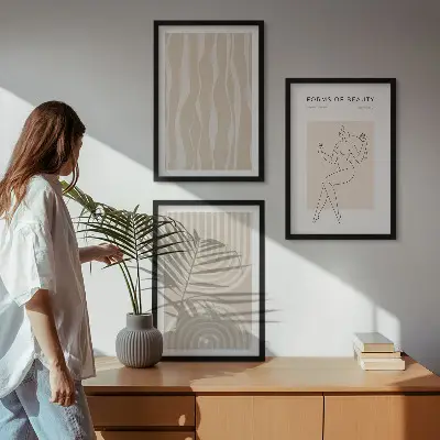Set de 3 cuadros decorativos con diseño abstracto de estilo bohemio para salón